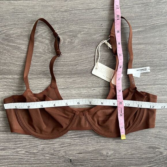 SMOOTHEZ by Aerie Balconette Mesh Bra Size 34B Universe Brown Underwire Sheer - Picture 7 of 7